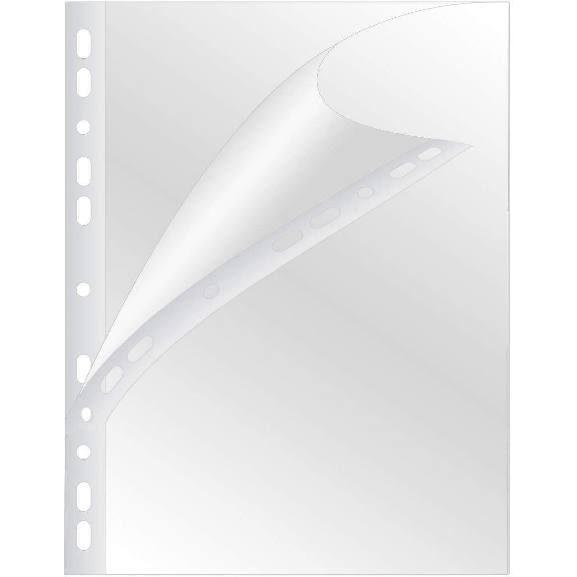 Q-CONNECT - busta da esposizione perforata A4 perforazione a 11 fori PP lucido, confezione da 100 pezzi