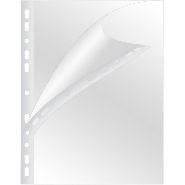 Q-CONNECT - Bolsa de presentación perforada A4 Perforación de 11 orificios PP brillante, paquete de 100 unidades