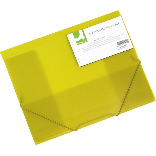 Q-CONNECT -   elastomap, A4, 3 kleppen en elastieken, transparant PP, geel