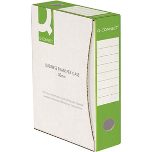 Q-CONNECT - scatola archivio, A4, dorso 8 cm, in cartone da 400 g/m², bianco-verde