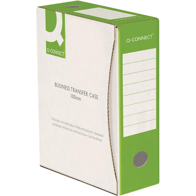Q-CONNECT - archive box, A4, spine 10 cm, in 400 g/m² cardboard, white-green