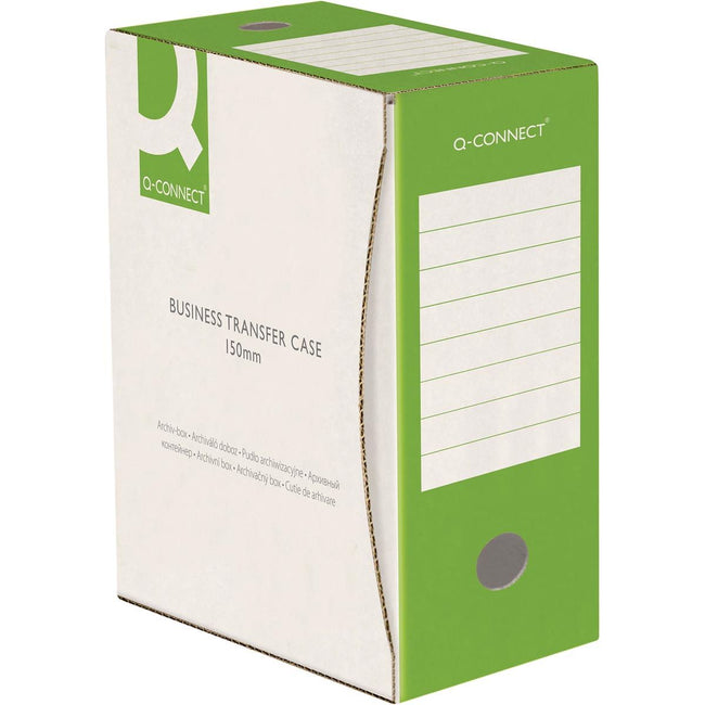 Q-CONNECT -   archiefdoos, A4, rug 15 cm, in karton van 400 g/m², wit-groen