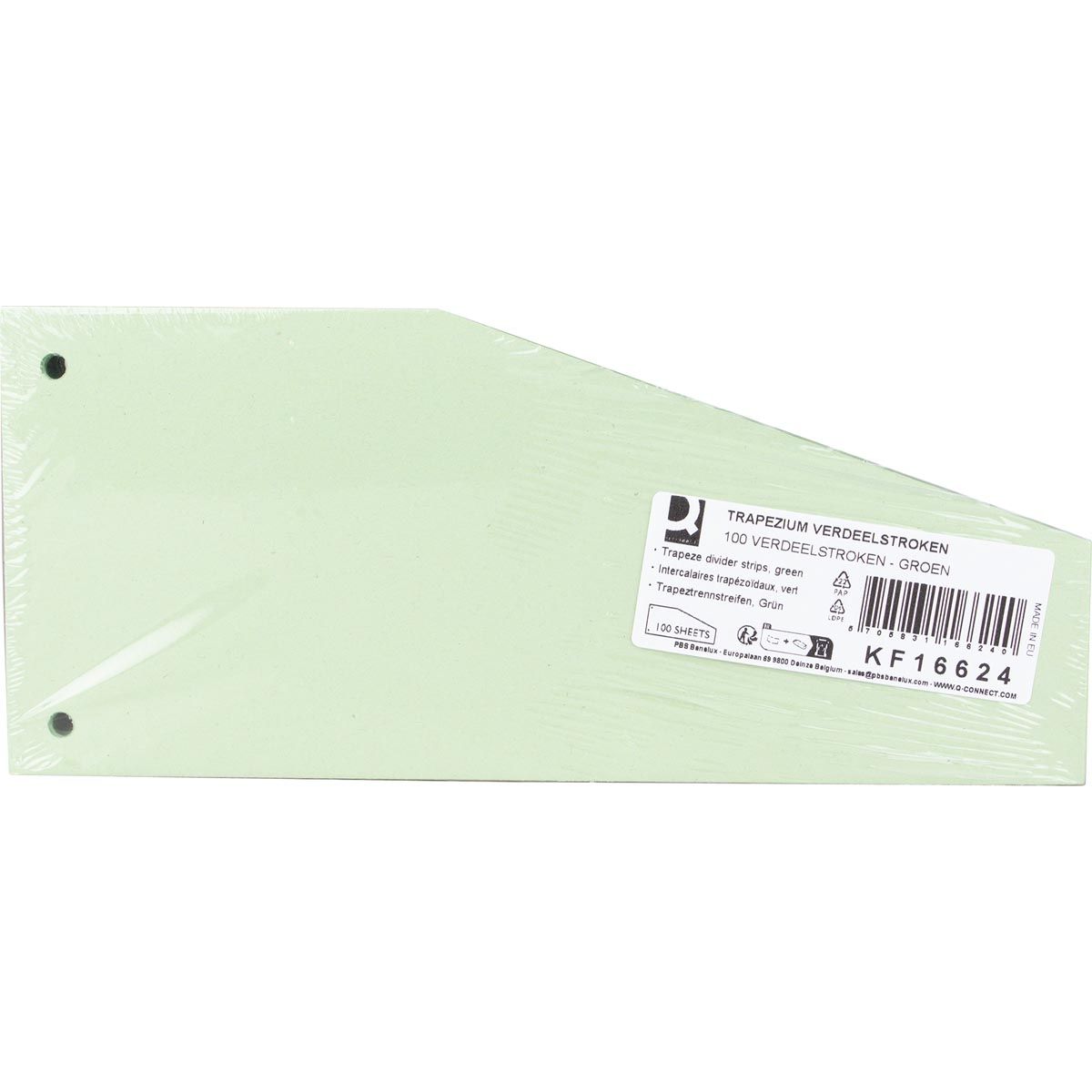 Q-CONNECT -   trapezium verdeelstroken, pak van 100 stuks, groen