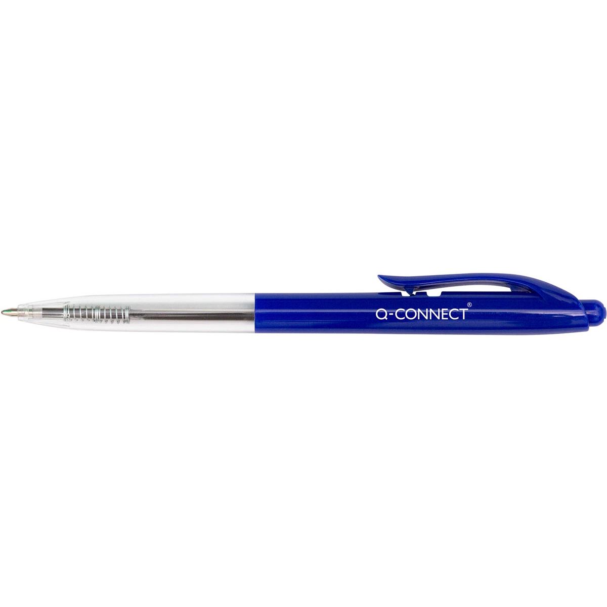 Q-CONNECT - Penna a sfera Clicker, barra interattiva, media, due pezzi da 20 pezzi, blu