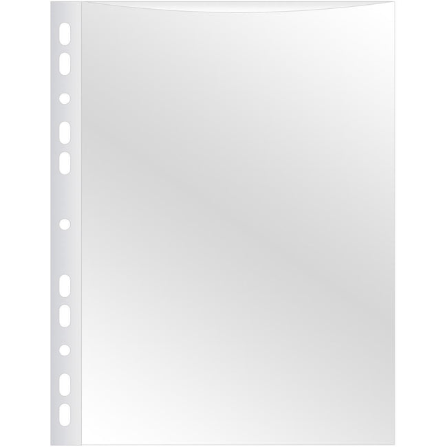 Q-CONNECT - Bolsa de exhibición perforada A4 Perforación de 11 orificios transparente 80 micras Paquete de 50 piezas