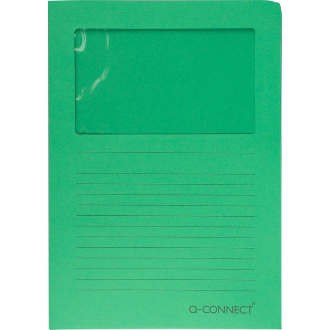 Q-CONNECT - L-folder with window, 120 g/m², A4, pack of 100, green