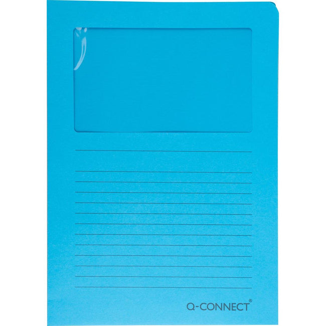 Q-CONNECT - L-folder with window, 120 g/m², A4, pack of 100, blue