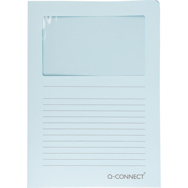 Q-CONNECT - L-folder with window, 120 g/m², A4, pack of 100, light blue