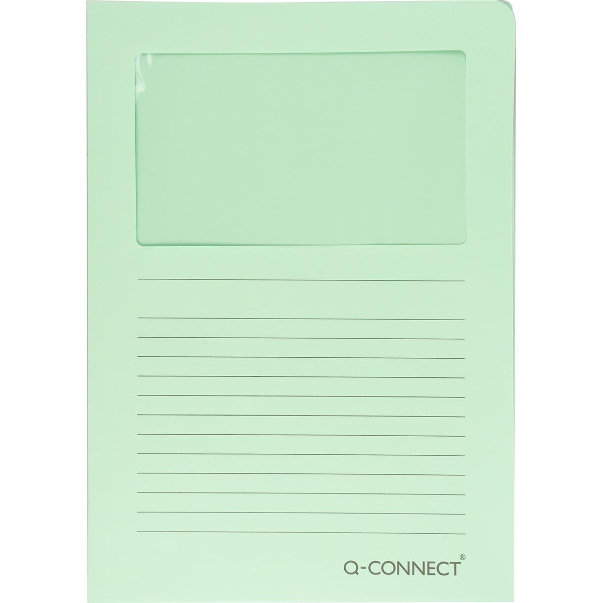 Q-CONNECT - Cartella a L con finestra, 120 g/m², A4, conf. da 100, verde chiaro