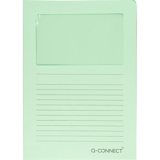 Q-CONNECT - L-folder with window, 120 g/m², A4, pack of 100, light green