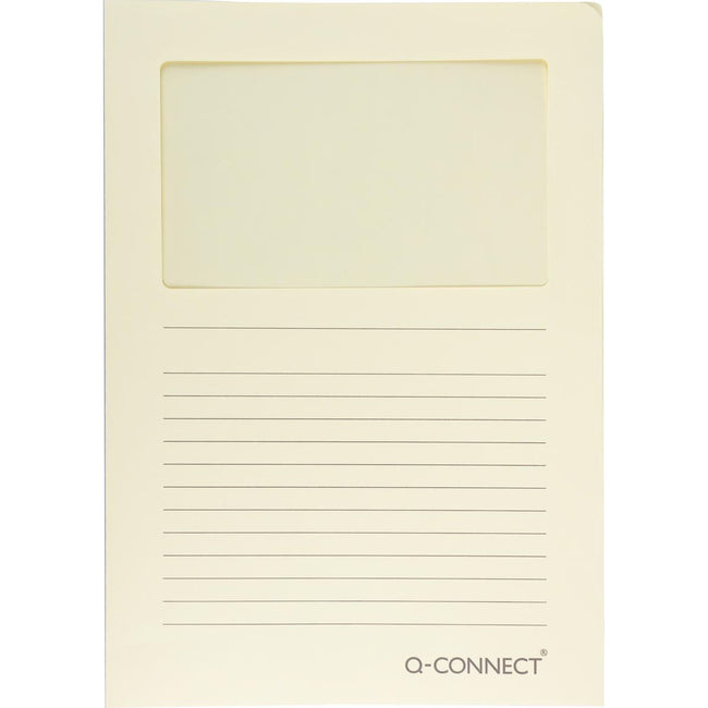 Q-CONNECT - L-folder with window, 120 g/m², A4, pack of 100, light yellow