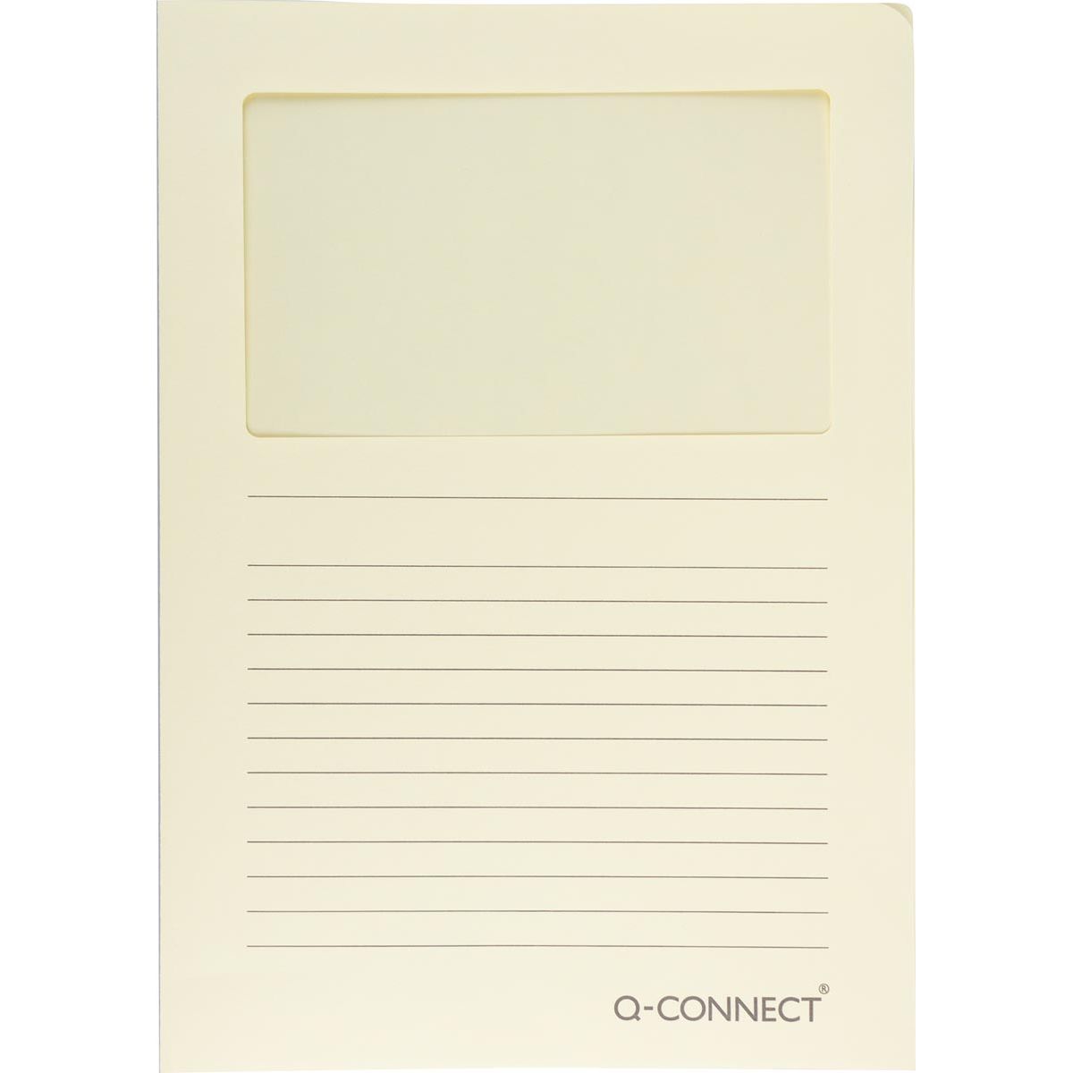 Q-CONNECT - Dossier en L avec fenêtre, 120 g/m², A4, paquet de 100, jaune clair