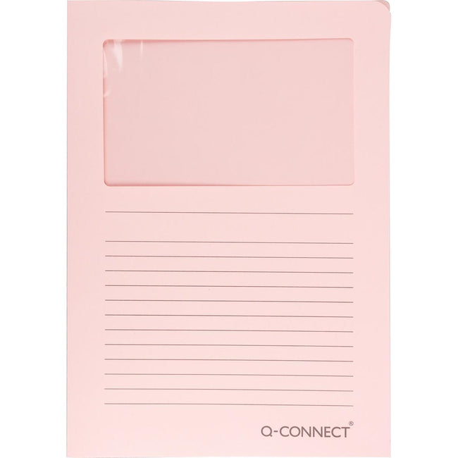 Q-CONNECT - L-folder with window, 120 g/m², A4, pack of 100, light pink