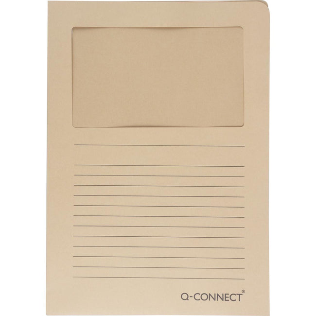 Q-CONNECT - L-folder with window, 120 g/m², A4, pack of 100, kraft