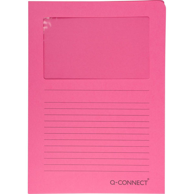 Q-CONNECT - L-folder with window, 120 g/m², A4, pack of 100, pink