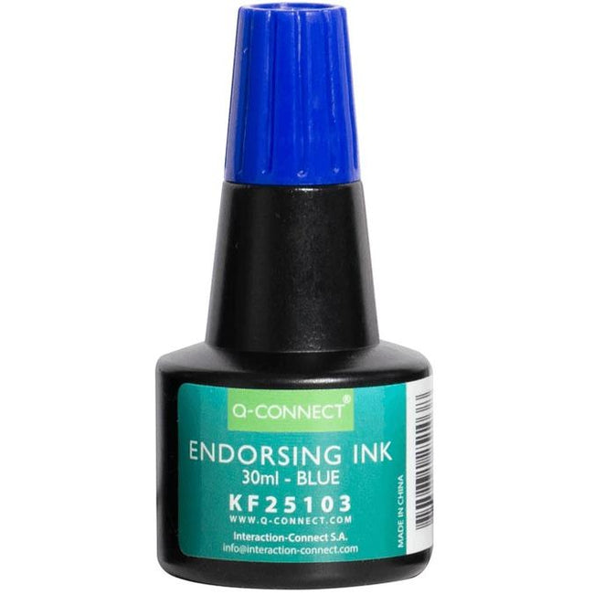 Q-CONNECT - inchiostro per timbri, flacone da 28 ml, blu