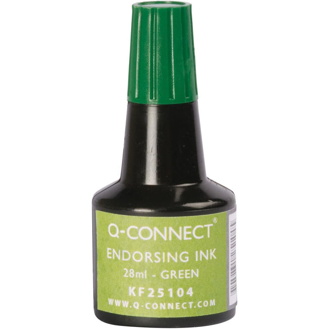 Q-CONNECT - Q-CONNECT stempelinkt, flesje van 28 ml, groen