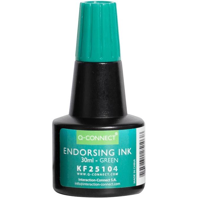 Q-CONNECT - inchiostro per timbri, flacone da 28 ml, verde