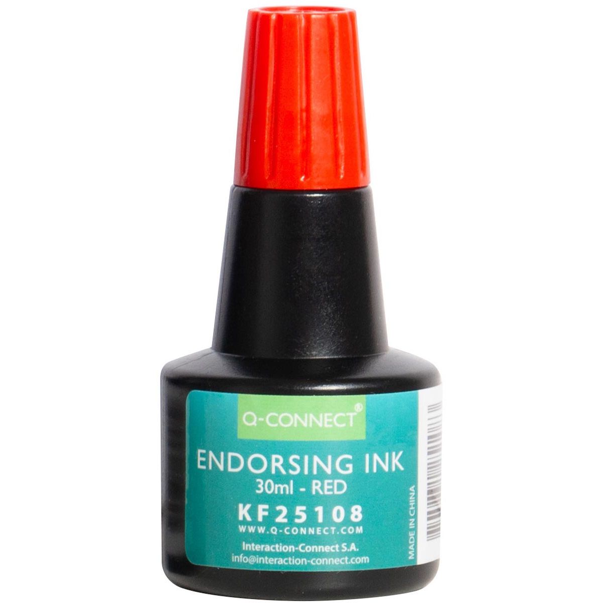 Q-CONNECT - inchiostro per timbri, flacone da 28 ml, rosso