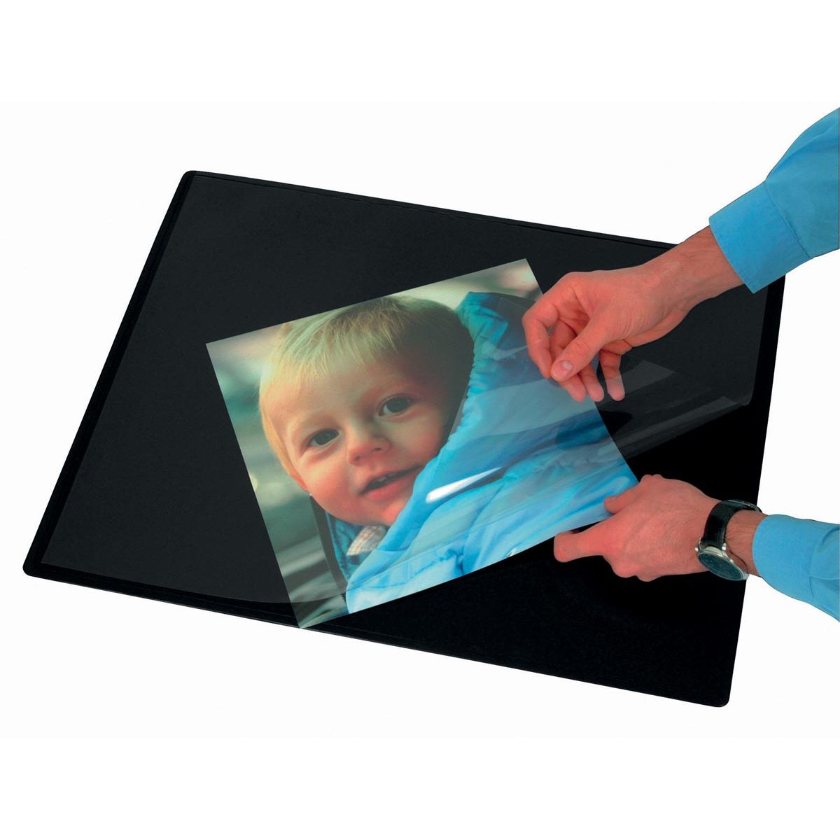 Q-CONNECT -   onderlegger, ft 63 x 50 cm, zwart, met folie