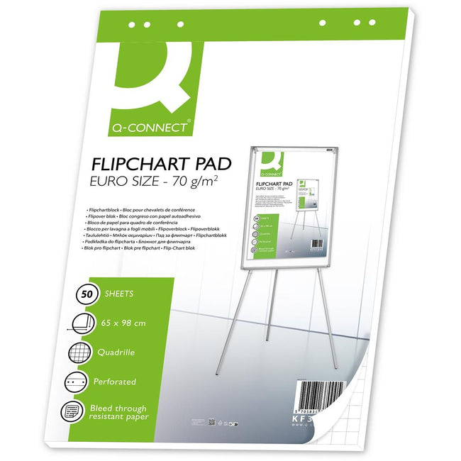 Q-CONNECT -   flip-overblok, ft 65 x 98 cm, 70 g/m², geruit, 50 vel