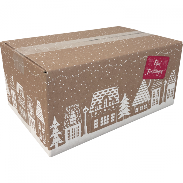 Weihnachtspaketbox (B) 350x315x170mm Design HÄUSER 2025 pro Stück