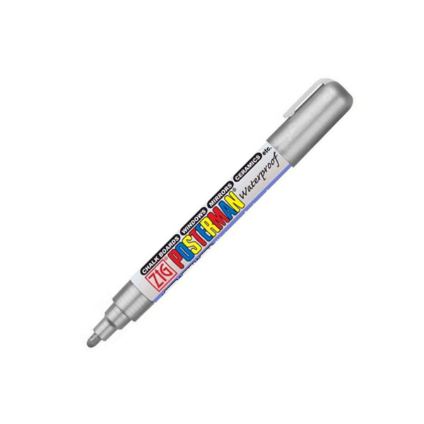Posterman - Pennarello a gesso PMA-30 punta media 2 mm argento metallizzato