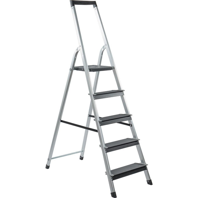 Galico - escalera de mano de aluminio con peldaños, 5 peldaños