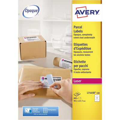 Avery -  L7165B-100 BlockOut zelfklevende etiketten QuickPeel, ft 99,1 x 67,7 mm (b x h), 800 etiketten