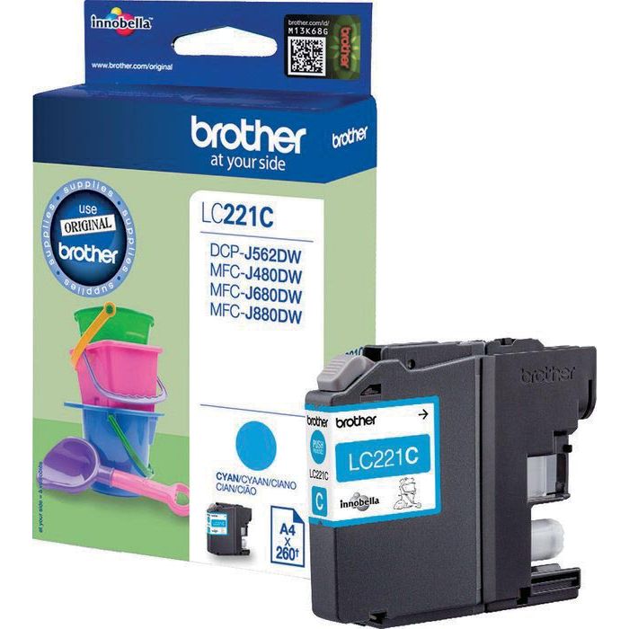 Brother -  inktcartridge, 260 pagina's, OEM LC-221CBP, cyaan