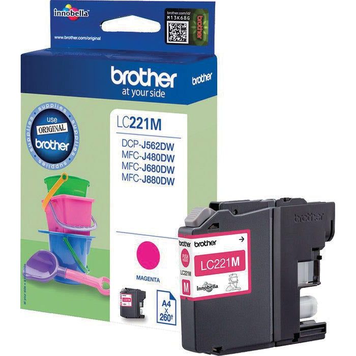 Bruder - Inkcartridge, 260 Seiten, OEM LC -221MBP, Magenta