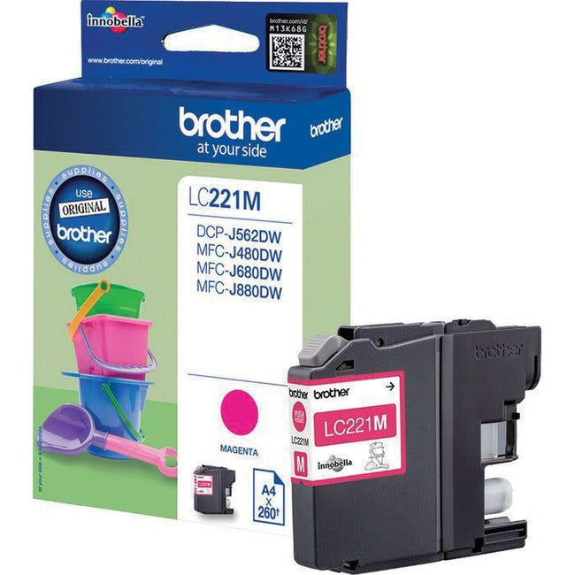 Bruder - Inkcartridge, 260 Seiten, OEM LC -221MBP, Magenta