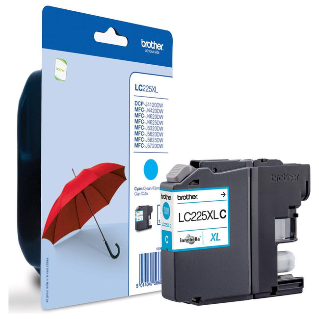 Brother - inktcartridge, 1.200 pagina's, OEM LC-225XLC, cyaan, op blister