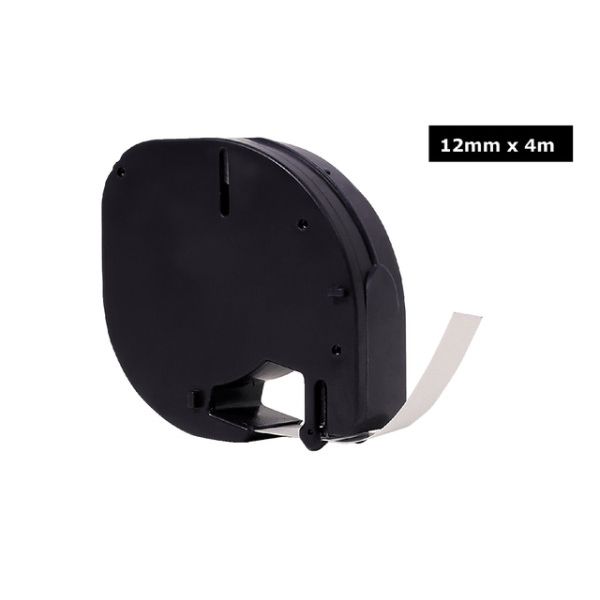 Quantore - Labele 91201 12mmx4m plástico negro sobre blanco