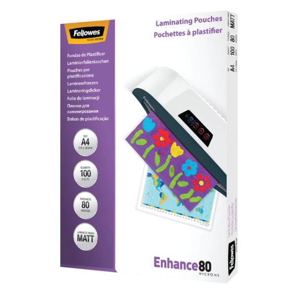 Fellowes - Laminating sleeve A4 2x80micron matt 100 pieces