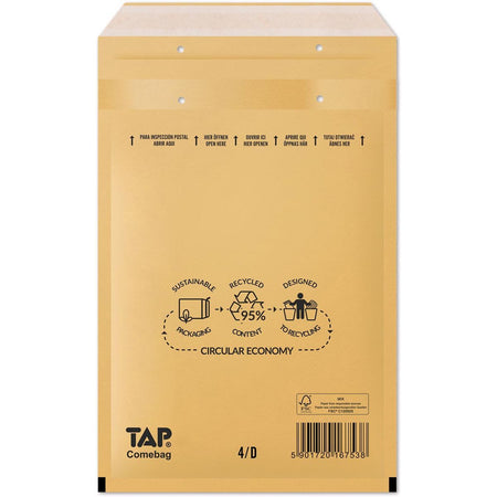 Jiffy -  Comebag luchtkussenenveloppen, ft 180 x 265 mm, met stripsluiting, bruin, doos van 100 stuks