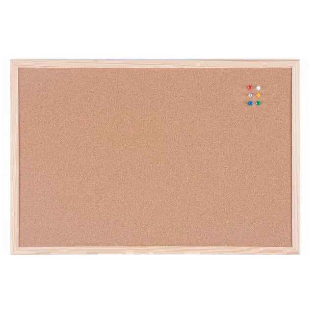 Bi-Office -  Bi- kurkbord met houten kader, ft 60 x 40 cm