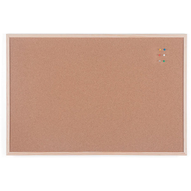 Bi-Office -  Bi- kurkbord met houten kader, ft 90 x 60 cm