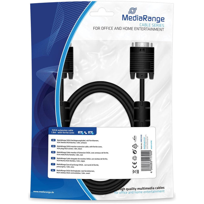 Mediarange - Câble d'extension SVGA, avec noyaux de ferrite, 1,8 m