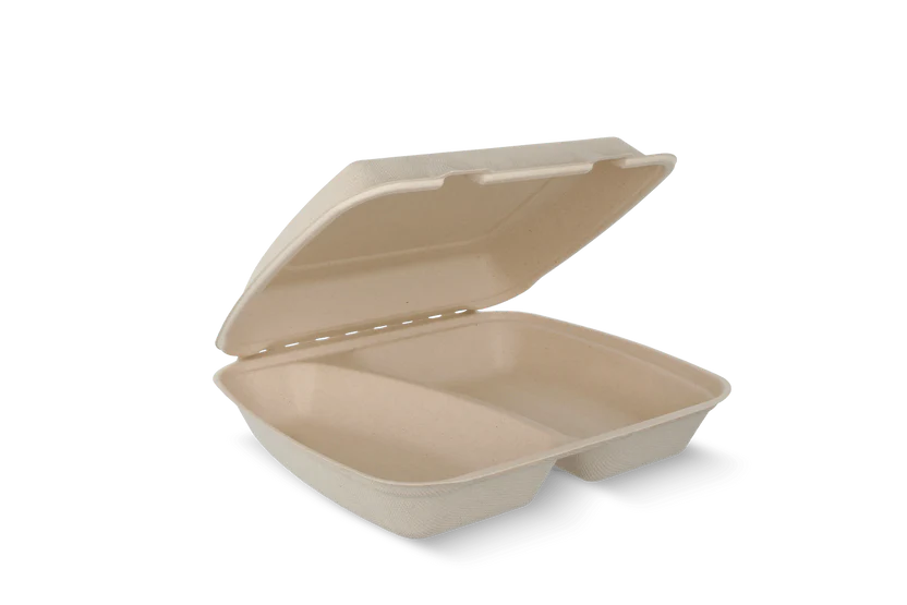 Menu box Sugar cane 2 compartments IP4 240x205x65mm 100 pieces