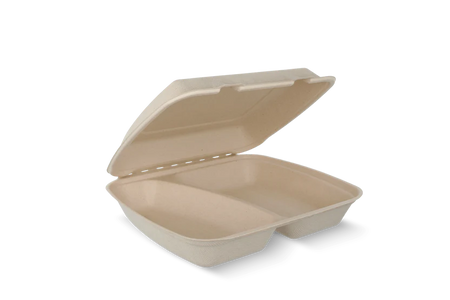 Boîte menu Canne à sucre 3 compartiments IP4 240x205x65mm 100 pièces