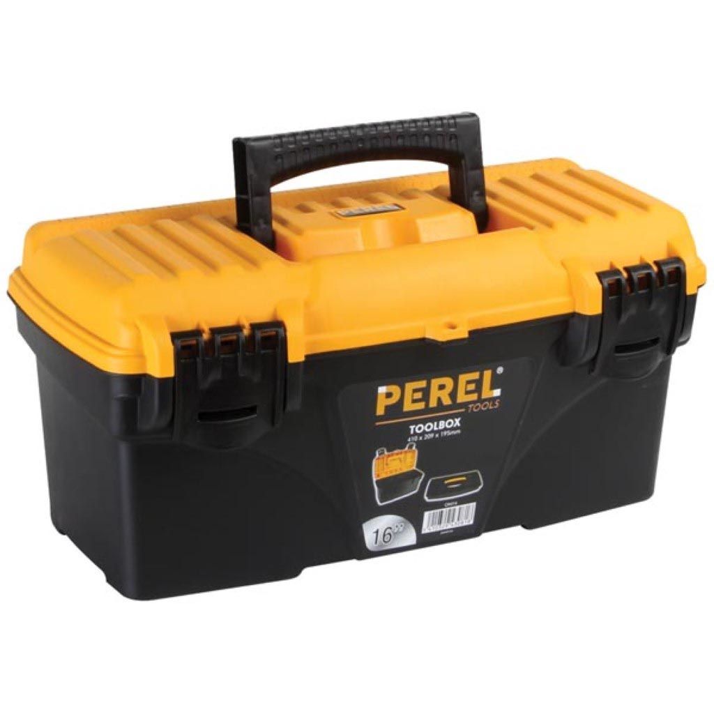 Perel -  gereedschapskoffer, ft 41 X 20,9 X 19,5 cm, 16,7 l, leeg geleverd, zwart/geel