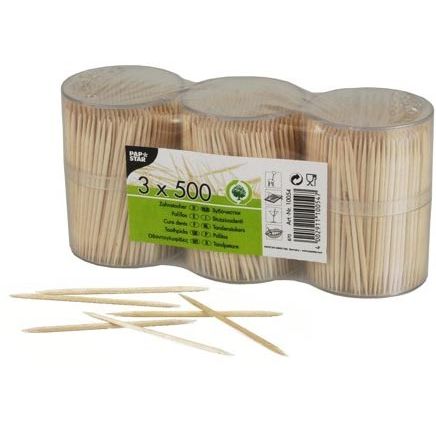 Papstar - stuzzicadenti, 3 tubi da 500 pezzi