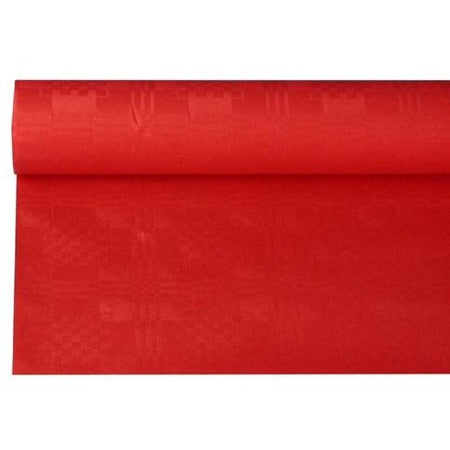 Papstar - Tovaglia in carta con stampa damascata, 1,2 x 8 m, rosso