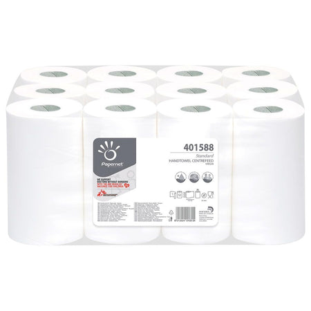 Papernet -   papieren handdoeken Standard, centerfeed, 1-laags, 117 meter, pak van 12 stuks