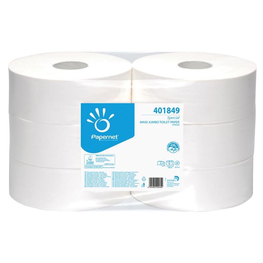 Papernet - papel higiénico Special Maxi, 2 capas, 1180 hojas, paquete de 6 rollos