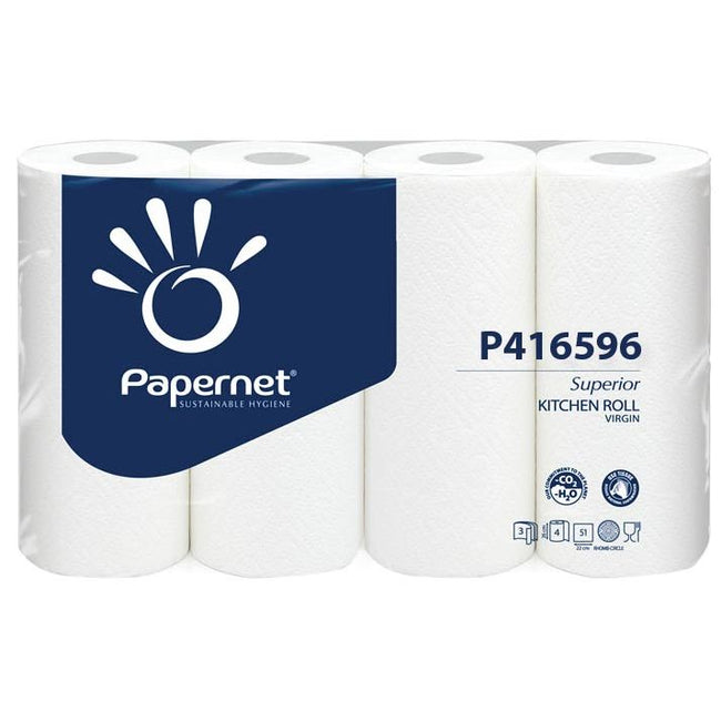 Papernet -   keukenrol Superior, 3-laags, 51 vellen, pak van 4 rollen