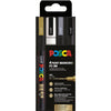 Posca - Uni paint marker PC-3M, 1.5 mm, case of 4 pieces in gold, white, silver and black