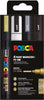 Posca - Uni paint marker PC-5M, 1.8 2.5 mm, case of 4 pieces gold, white, silver and black