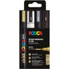 Posca - Uni-Farbmarker PC-5M, 1,8 2,5 mm, Karton mit 4 Stück Gold, Weiß, Silber und Schwarz